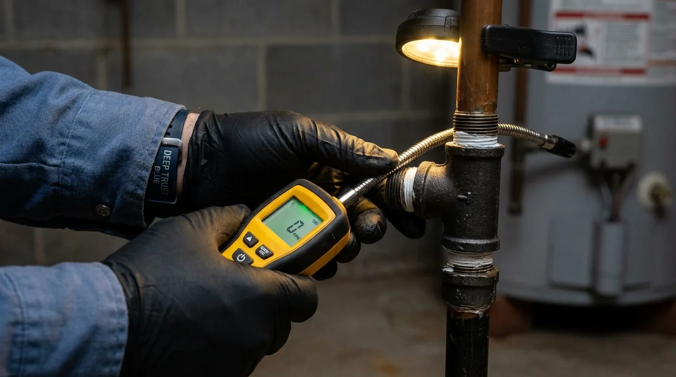 Gas leak detection with electronic sniffer by Johns Plumbing LLC in Delmont