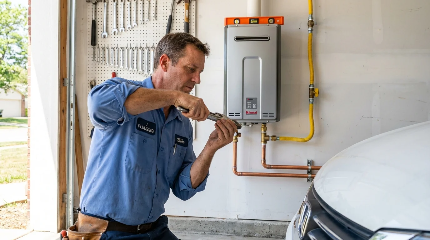Tankless water heater installation by a Johns Plumbing LLC plumber in Delmont